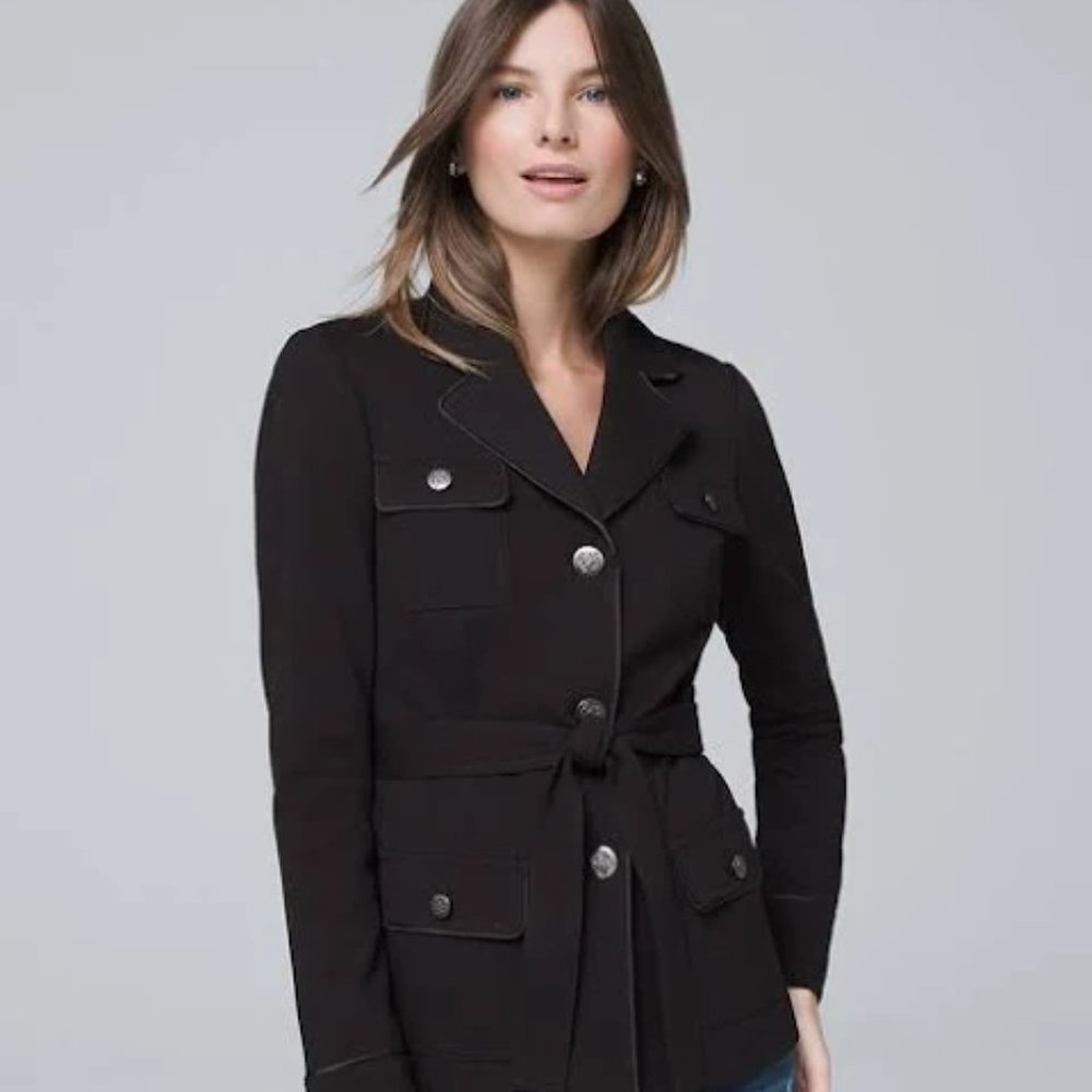 Women's Ponte Military Jacket with Removable Belt